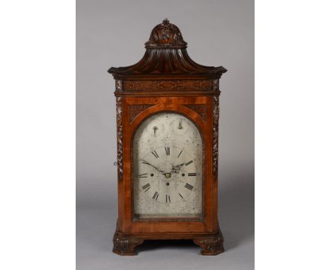 A MAPLE & CO LTD THREE TRAIN MUSICAL FUSEE TABLE CLOCK, in the Chinese Chippendale style, c.1900, with mahogany pagoda case, 