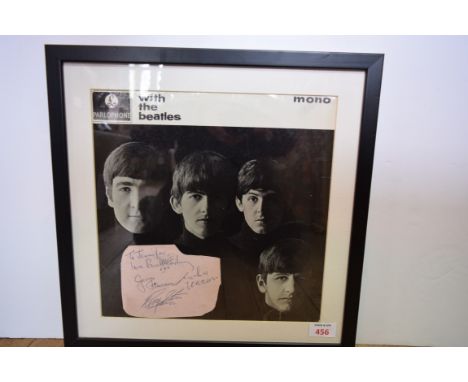 THE BEATLES: vinyl LP 'With The Beatles' , window mounted together with accompanying album leaf, autographed in blue ink by M