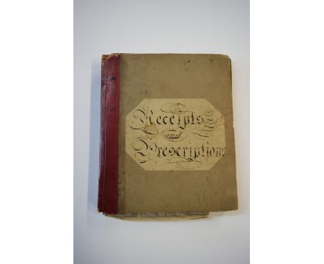 MANUSCRIPT RECEIPT BOOK: a mid-19th century collection of cookery and medical receipts in manuscript, approx 92pp in a closew