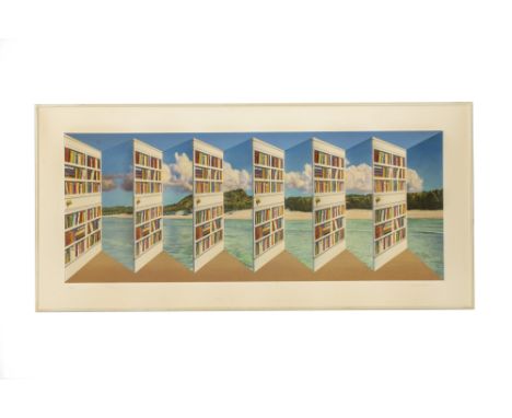 X Patrick Hughes (British, b.1939), 3D lithograph and inkjet proof 'Library Doors', signed in pencil lower left and marked 'P