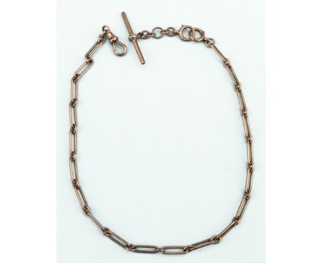 A Victorian 9 ct Gold Guard Chain, or fob chain, for a watch, with detachable T-bar, 21 g