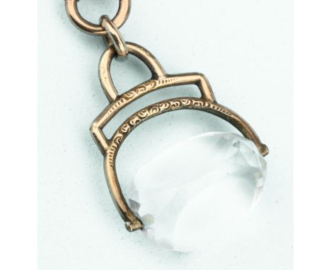 A Victorian 9 ct Gold Guard Chain, or fob chain, for a watch, with crystal spinner, 17 g gross