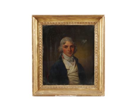 RICHARD LIVESAY (1750-1826) oil on canvas portrait of a young American Naval Officer, signed mid-right and dated 1795, later 