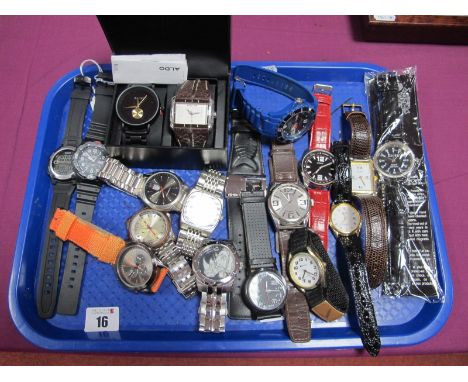 Police, Aldo, Casio, Fishbone, Citron and Other Modern Gent's Wristwatches :- One Tray 
