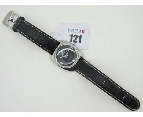 Roamer; A Vintage Gent's Wristwatch, the signed black dial 'Incabloc' with Arabic numerals and centre seconds, the movement s