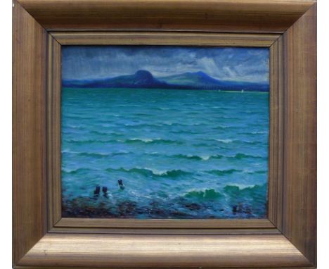 Schneider-Blumberg, Bernhard (1881 Randendorf/Blumberg - 1956 Insel Reichenau)"Stürmischer Tag am Untersee" mit Blick auf Hoh