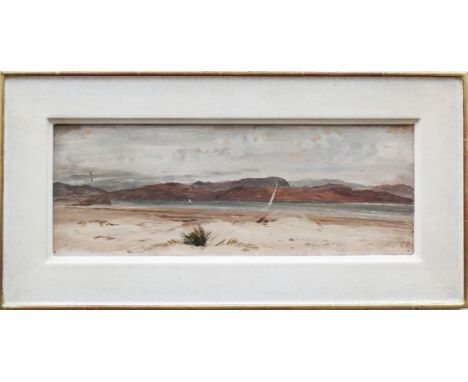Forster, Thomas Burton Watkin (attr., 1821 - 1887)"Englische Küstenszene"; ÖL/Karton; rechts unten mit Sammlerstempel; ca. 14