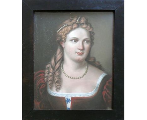 Anonym (18. Jh.)"Portrait der Gräfin Sophie Amalie Enzenberg", mit Perlenschmuck auf dem Haar und um den Hals; sehr feine Aus