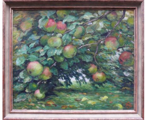 Segewitz, Eugen (1886 Pforzheim - 1952 Wangen/Untersee)"Äpfelzweige"; ÖL/LW; rechts unten monogr. und dat. 1937; 50 x 60 cm; 