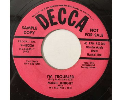 MARIE KNIGHT - I'M TROUBLED/ STOP NOW, IT'S PRAYING TIME 7" (US PROMO - GOSPEL/ SOUL - DECCA 9-48326). A gritty 7" of superb 