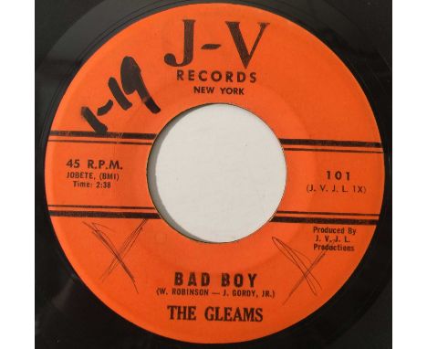 THE GLEAMS - BAD BOY/ GIVE ME A CHANCE 7" (US SOUL - J-V RECORDS 101). A timeless slice of early 60's power-soul by The Gleam