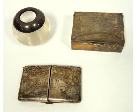 George V silver double folding cigarette case, with Queen?s Royal Lancers crest, by Goldsmiths &amp; Silversmiths Co, London 