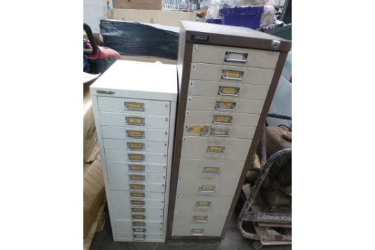 1 X Bisley 15 Drawer Parts Cabinet Together With A Triumph 12