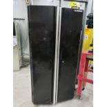 HUSKY 2-DOOR STORAGE CABINET W/ CONTENTS INCLUDING ULINE PANTS, DRAWER HARDWARE, ETC.