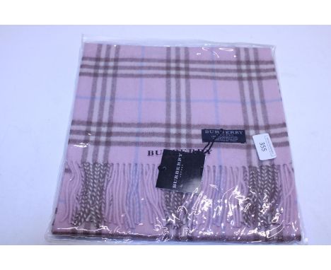A new with tags Burberry 100% lambs wool pink long scarf 166 x 38cm 