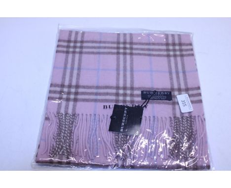 A new with tags Burberry 100% lambs wool pink long scarf 166 x 38cm 
