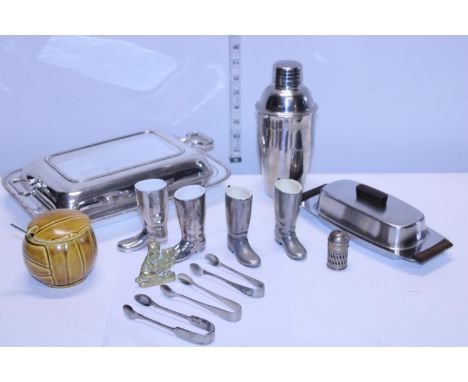 A selection of assorted silver plate including cocktail shaker and other collectables, 