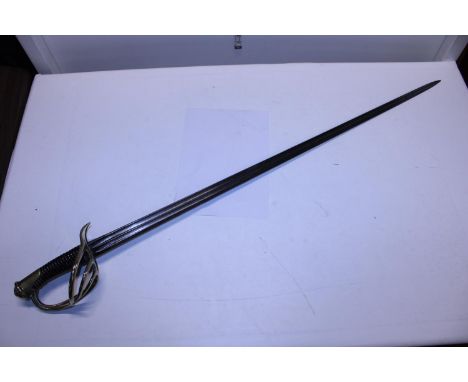 A French Cuirassiers/Dragoons sword with date marks for around 1850 with possible earlier blade. Etching on blade and proof m