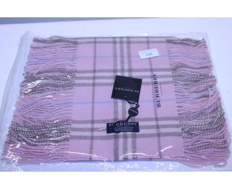 A new with tags Burberry 100% lambs wool pink long scarf with double tassels 150 x 37cm 