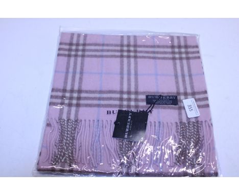 A new with tags Burberry 100% lambs wool pink long scarf 166 x 38cm 
