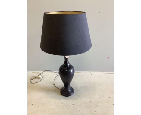 A Contemporary faux bronze table lamp, height including shade 89cm. Condition - good