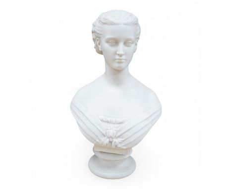 A Copeland bust of Princess Alexandra, stamped to rim of base: Art Union Of London, Mary Thornycroft, 1865. 38cm high. Condit