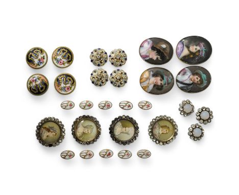 A collection of 29 assorted decorative buttons, circa 1900, largest 36mm;Condition - the paste buttons inset with prints of 1