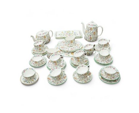 A Hadden Hall floral design part tea and coffee service, with sandwich plates, etc. (59). Condition - mostly good