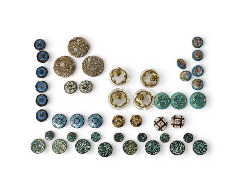 A group of assorted vintage decorative buttons, largest 36mm;Condition - good 8 x turquoise fragment and 7 smaller3 x blue sc