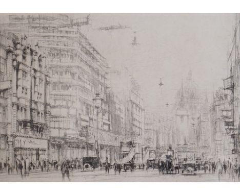 William Walcot (1874-1943), etching, ‘Fleet Street, London’, signed in pencil, 18 x 23cm. Condition - fair