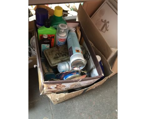 3 boxes of paints, tools, etc 