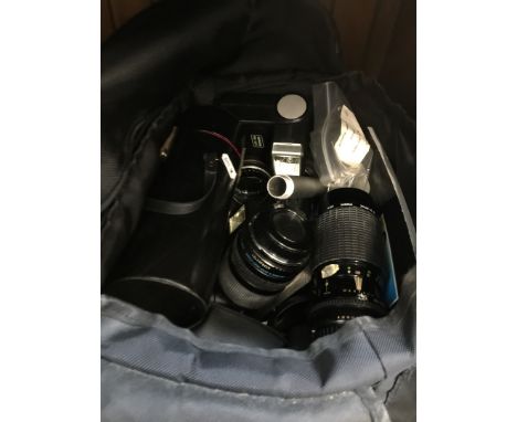 Bag of camera lenses 