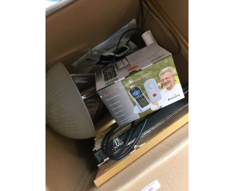 A box with records, light, pictures etc 