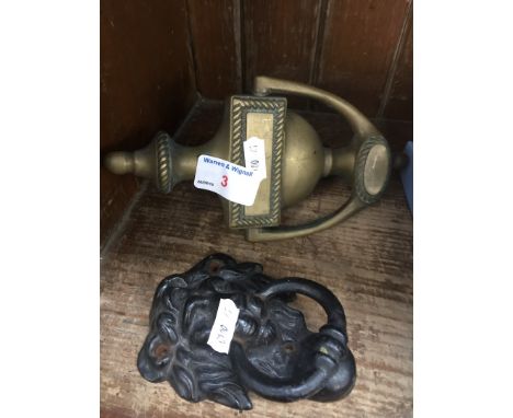 Brass door knocker and cast iron door knocker 