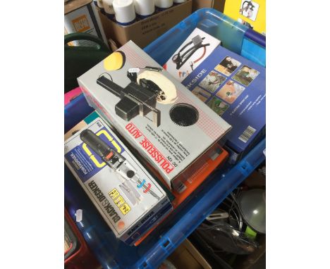 Box with various power tools 