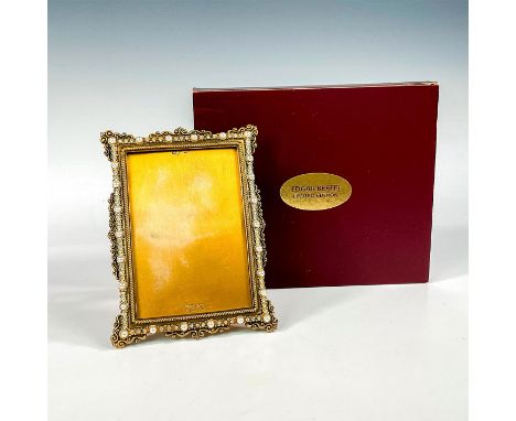 A beautiful museum gold plate picture frame adorned with pearls and crystals. Edgar Berebi impressed plaque on the back. Fram