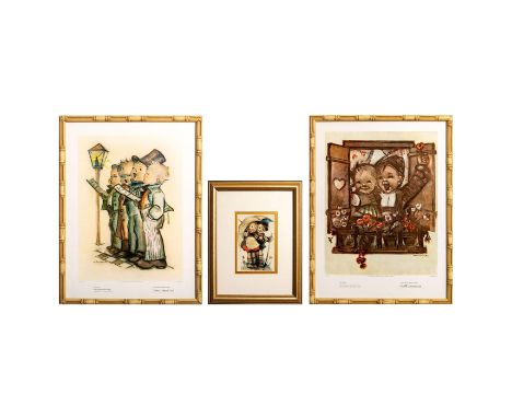 Trio of prints produced exclusively for the Goebel Collectors Club. Prints depict paintings by Sister Maria Innocentia Hummel