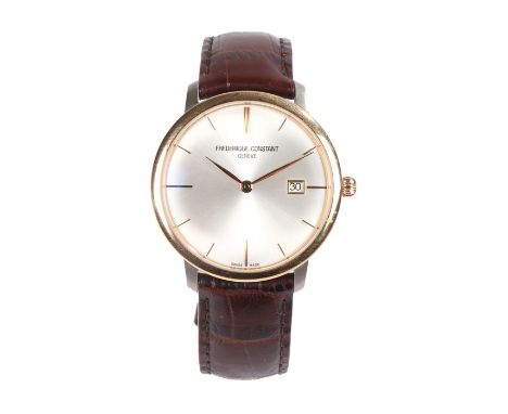 Frederique Constant 18 carat rose gold and titanium gentleman's wristwatch, the signed silver dial with rose gold colured mar