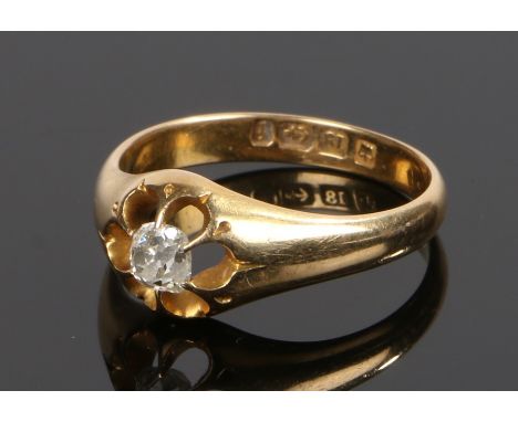 Victorian 18 carat gold diamond set ring, Birmingham 1883, with an oval diamond to the claws at approximately 0.36 carat, 4.9
