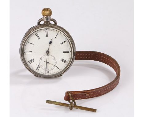 Victorian silver open face pocket watch, the white enamel dial with Roman numerals and subsidiary seconds dial, the case Lond