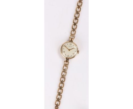 Vertex Revue ladies 9 carat gold wristwatch, the signed cream dial with Arabic and baton markers, manual wound, the caseback 