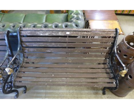 A cast iron ended garden bench 