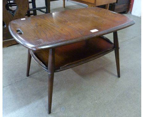 An Ercol Golden Dawn elm and beech tray top Windsor coffee table 