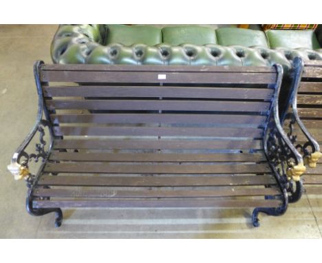 A cast iron ended garden bench 