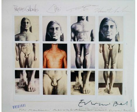 Edward Bell (British Contemporary) Tin Machine II, postcard of the Tin Machine artwork in progress, 1991, signed pen bottom r