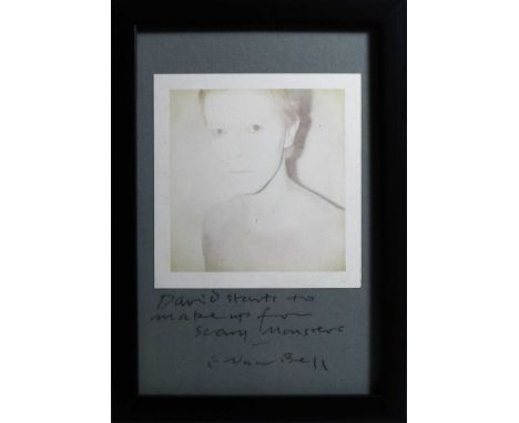 Edward Bell (British Contemporary) David Starts to Make Up, polaroid portrait, inscribed 'David starts to makeup for Scary Mo