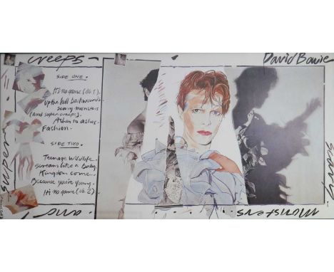 Edward Bell (British Contemporary) Fly Poster for David Bowie Scary Monsters (and Super Creeps) Album, 1980, signed on the ba