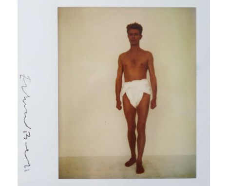 Edward Bell (British Contemporary) Polaroid of David Bowie in a Toga, from the Tin Machine photoshoot, signed in pen bottom l