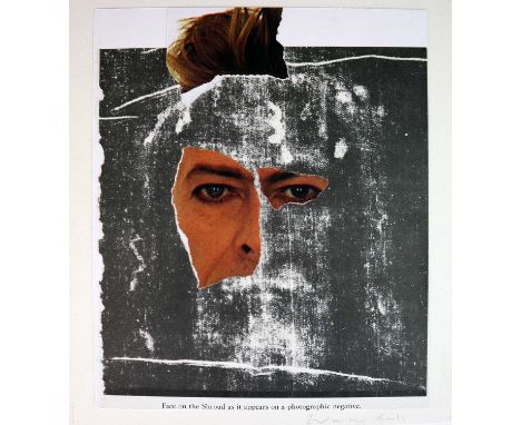 Edward Bell (British Contemporary) Face on the Shroud as it appears on a photographic negative, colour montage for the Unmade