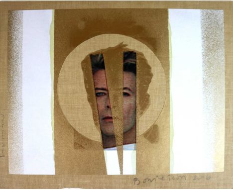 Edward Bell (British Contemporary) Bowie Icon, mixed media on board, colour montage for the Unmade Up... publication, as illu